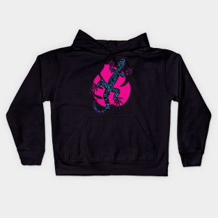 Blue Doodle Pattern Lizard Kids Hoodie